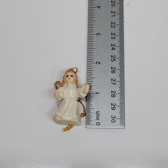 Vintage 1990s Mini Angel Ornaments set of 5 Christmas Angels Holiday Tree Holly - Picture 4 of 11
